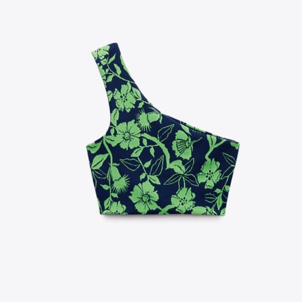 Zara coordinating set floral jacquard crop top and high rise flare set. Med. - Picture 2 of 12
